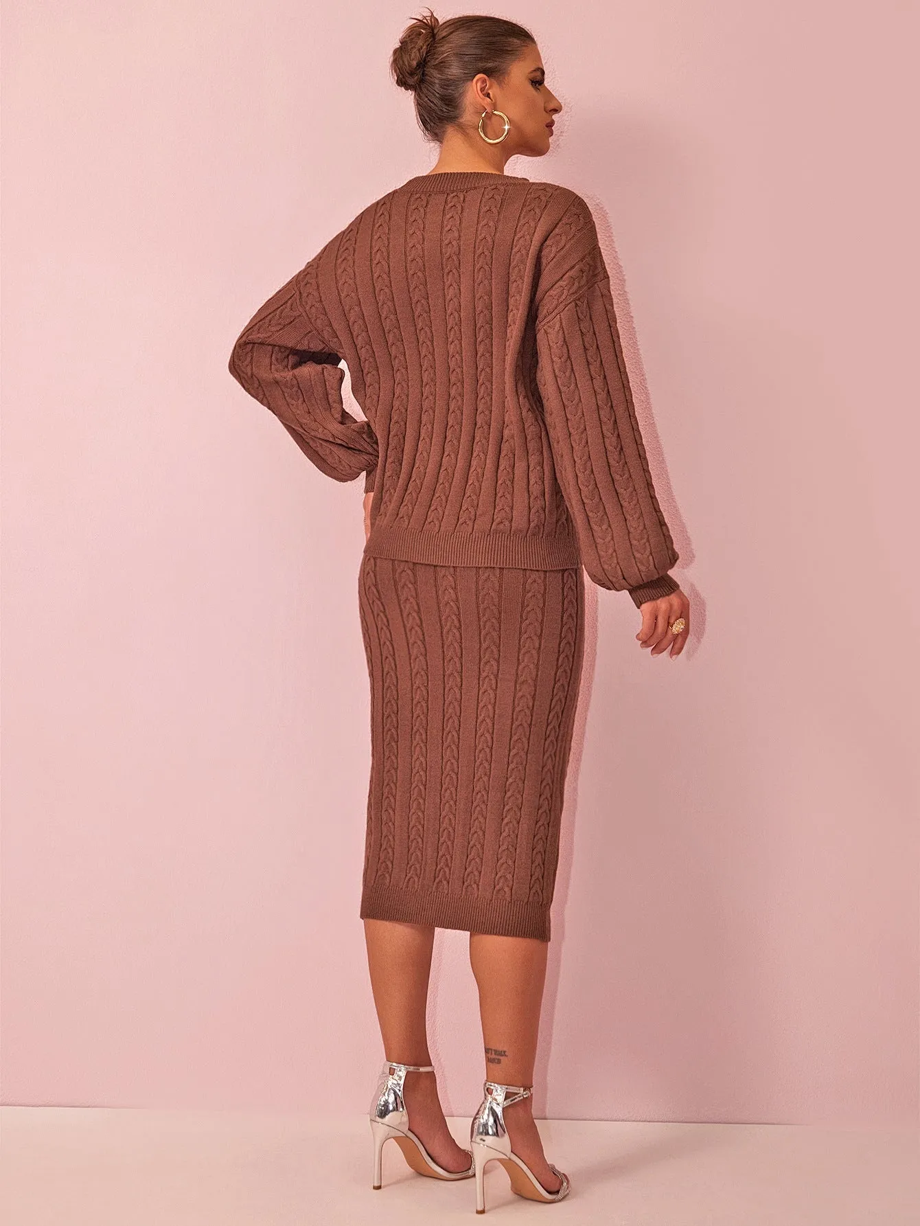 Cozy Knit Sweater and Skirt Suit for Effortless Autumn Elegance