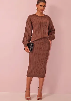 Cozy Knit Sweater and Skirt Suit for Effortless Autumn Elegance