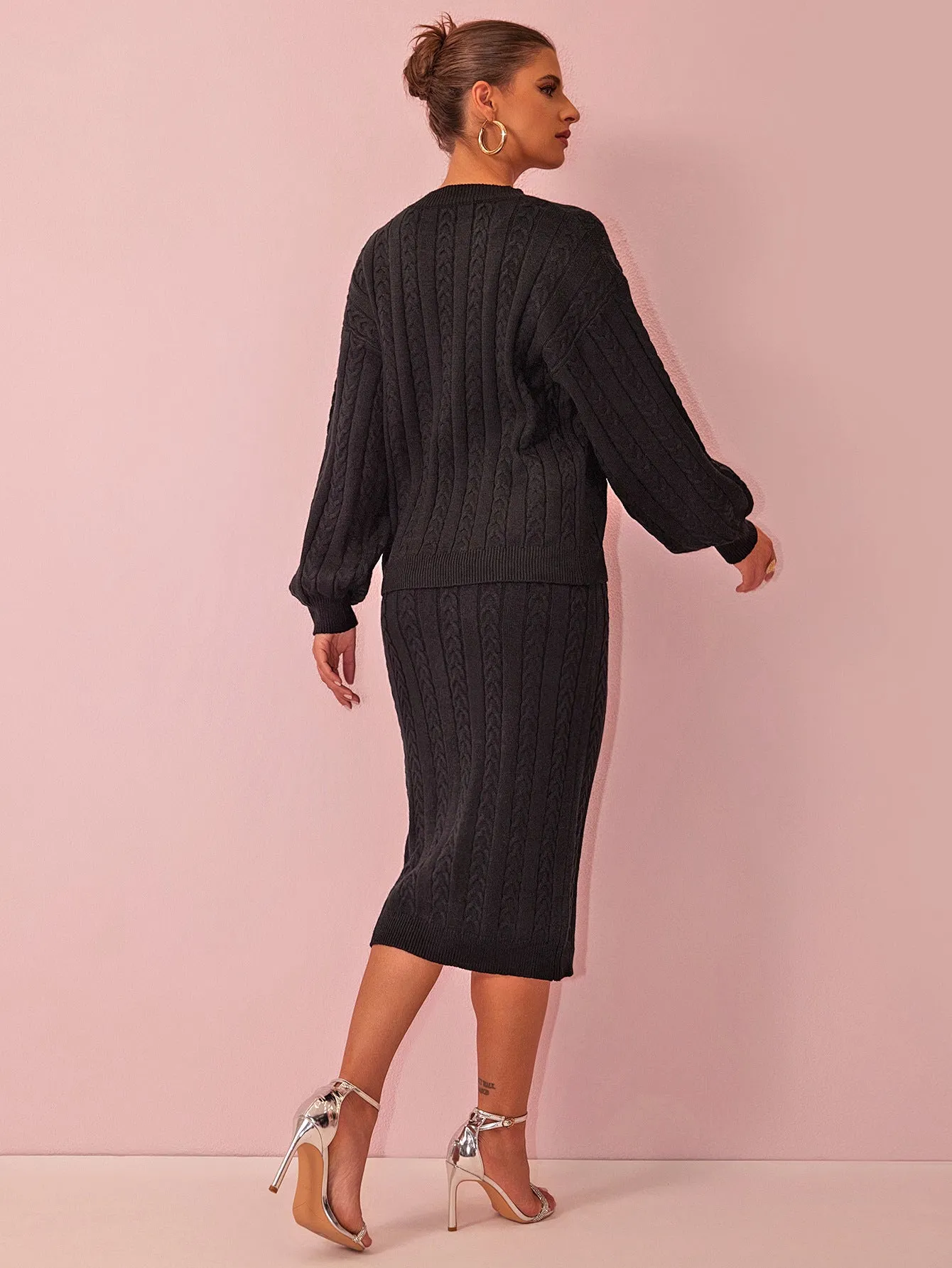 Cozy Knit Sweater and Skirt Suit for Effortless Autumn Elegance
