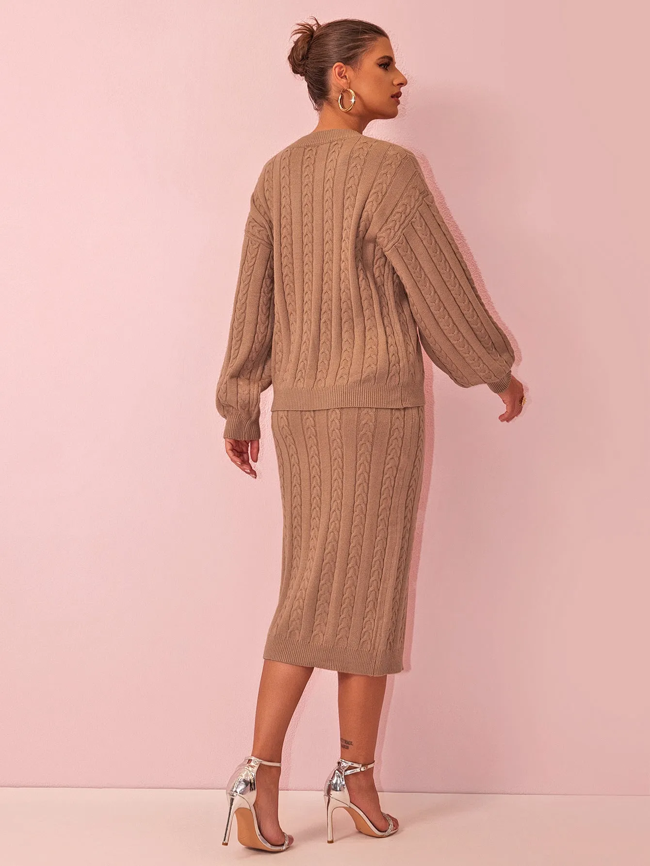 Cozy Knit Sweater and Skirt Suit for Effortless Autumn Elegance