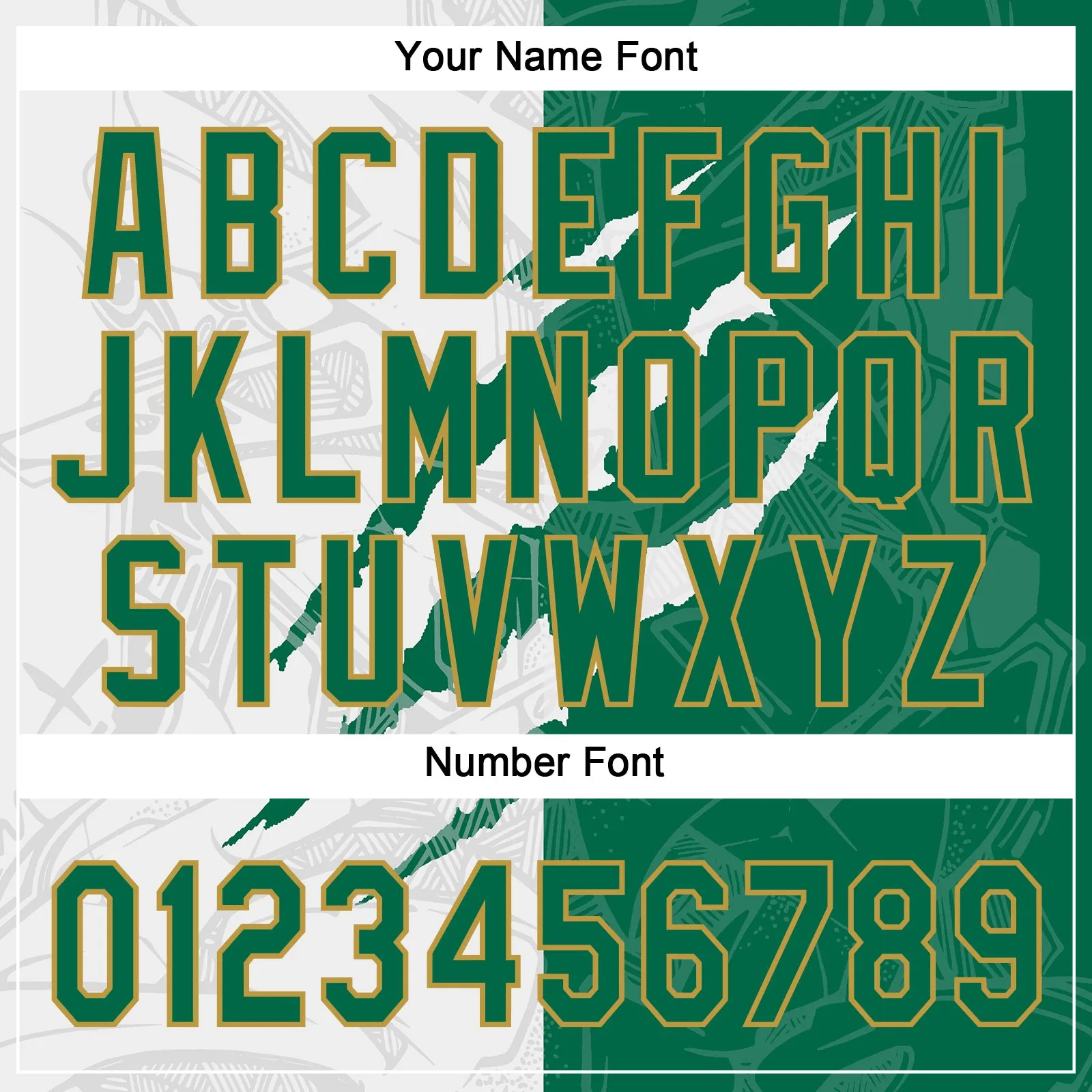 Custom Graffiti Pattern Kelly Green-Old Gold 3D Two-Button Unisex Softball Jersey
