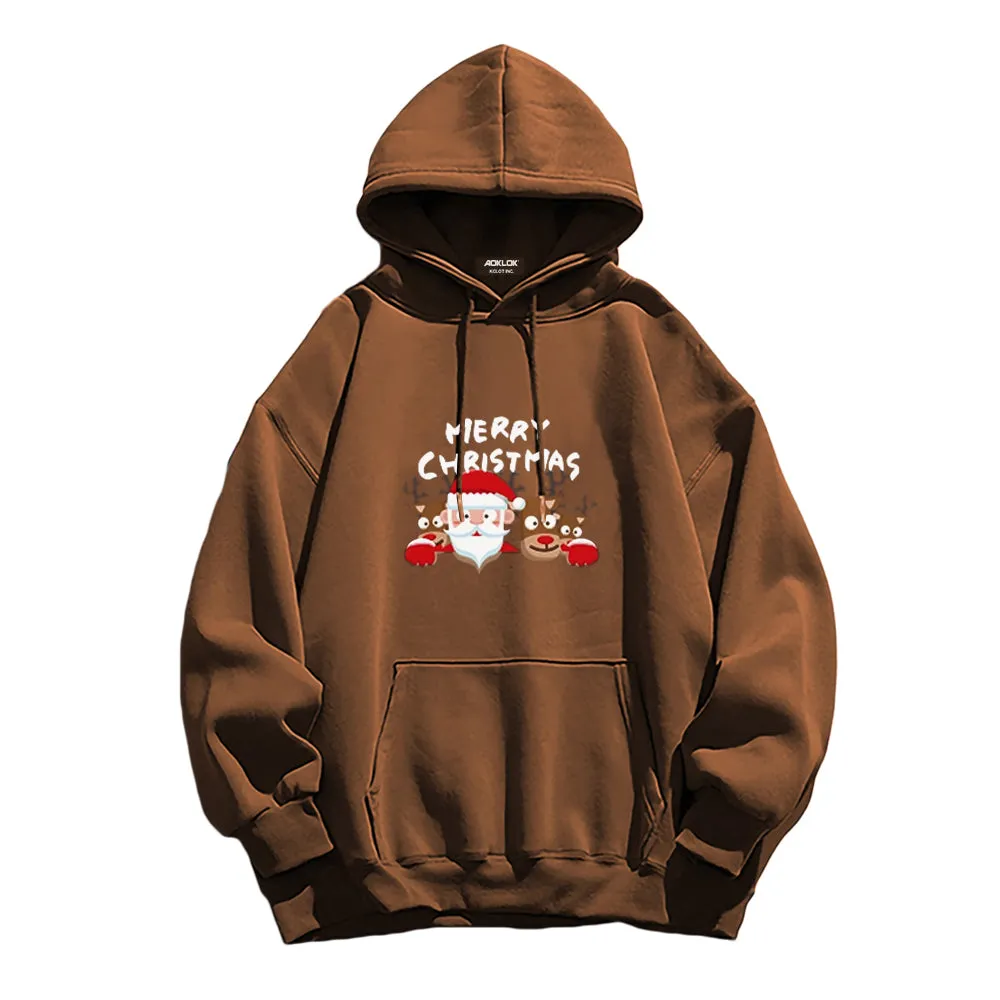 Cute Santa Claus And Elk Hoodie