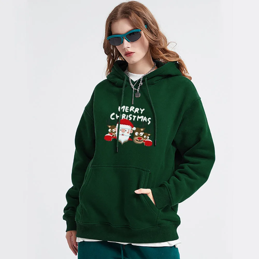 Cute Santa Claus And Elk Hoodie