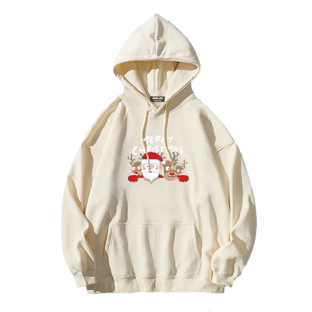Cute Santa Claus And Elk Hoodie