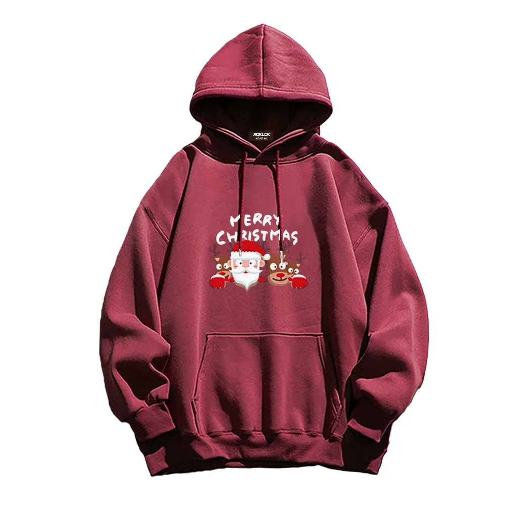 Cute Santa Claus And Elk Hoodie