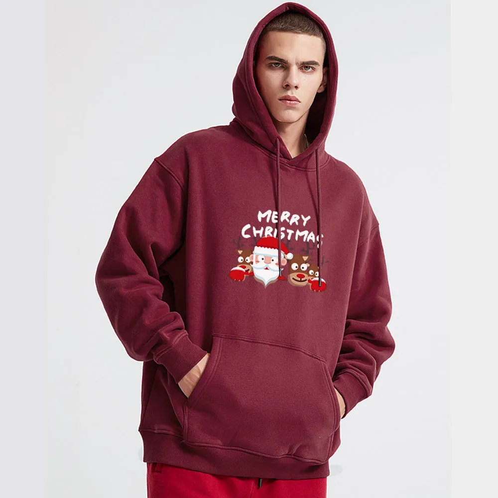 Cute Santa Claus And Elk Hoodie