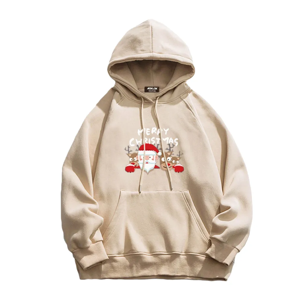 Cute Santa Claus And Elk Hoodie