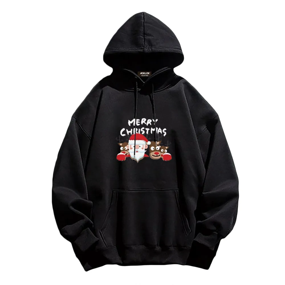 Cute Santa Claus And Elk Hoodie