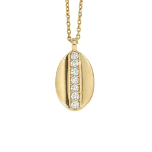 DA Gold 14k Yellow Gold Satin Oval Diamond Pendant 16", D=0.50tw