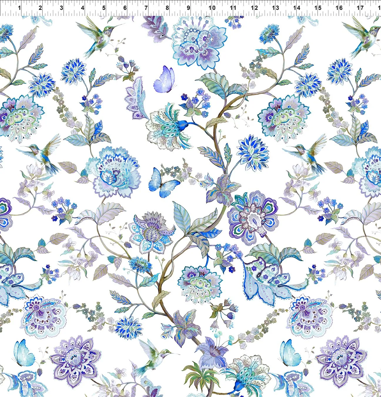 Daydreams by Jason Yenter for In the Beginning - Large Floral Perwinkle by the yard 3577
