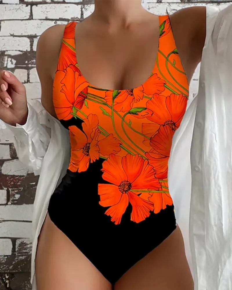 Della | Floral print one-piece Swimsuit