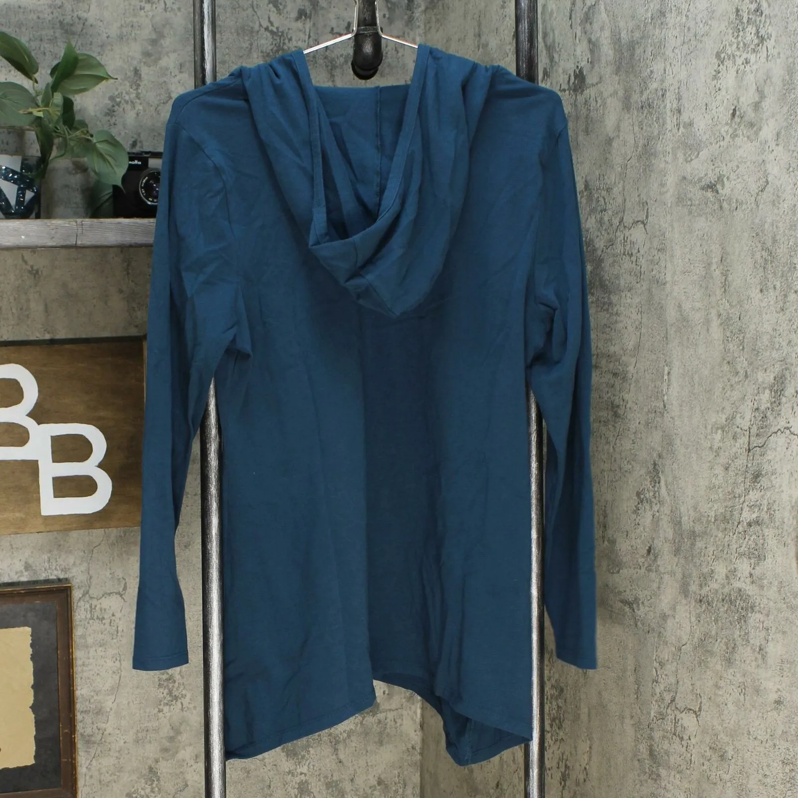Denim & Co. Women's Long Sleeve Trapeze Hem Knit Top Fall Teal Medium