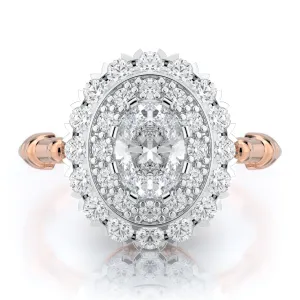 Dispersion Diana Ring Natural Oval  Diamond Engagement Ring