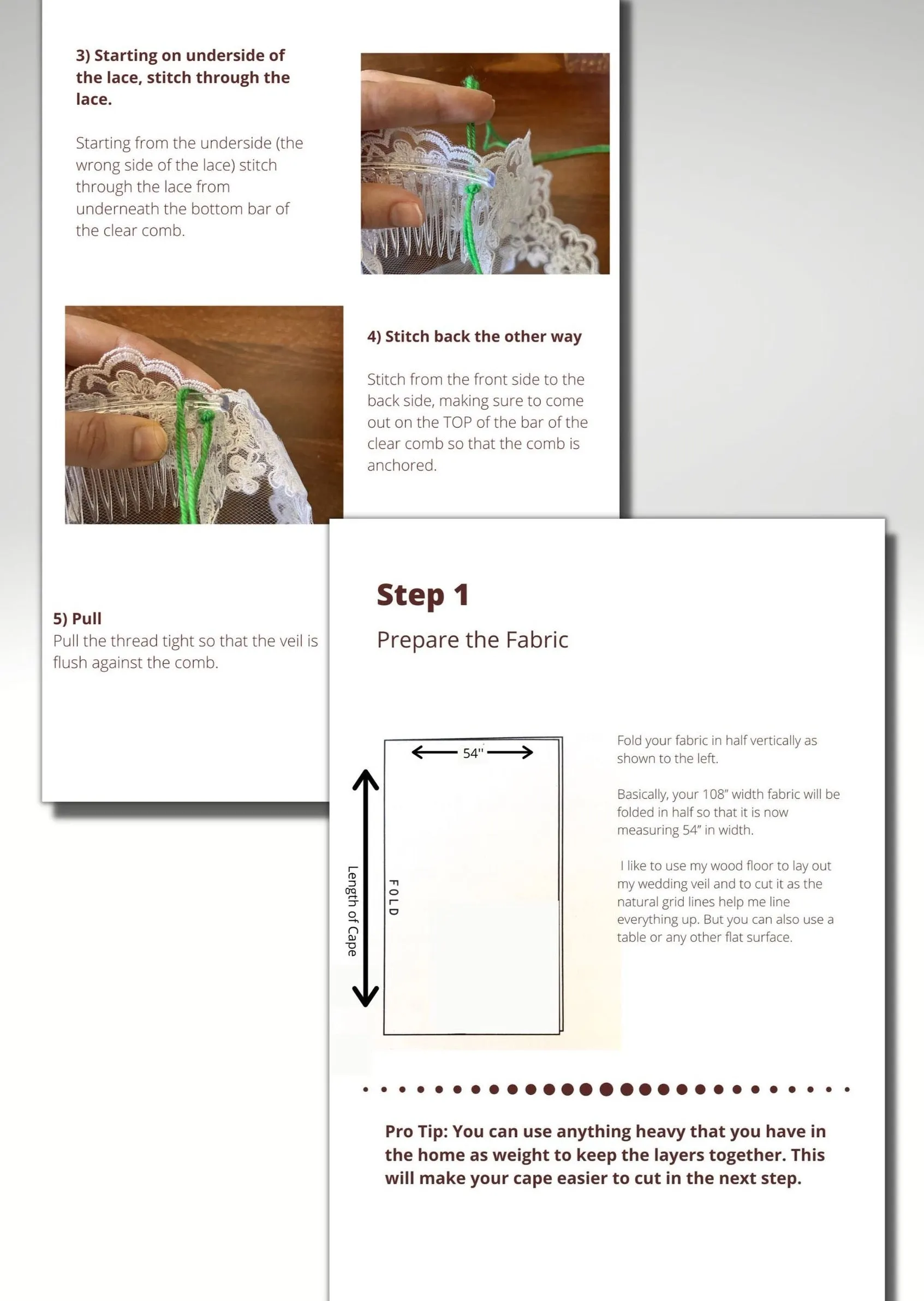 DIY Lace Mantilla Wedding Veil, Cathedral Length Pattern PDF Tutorial