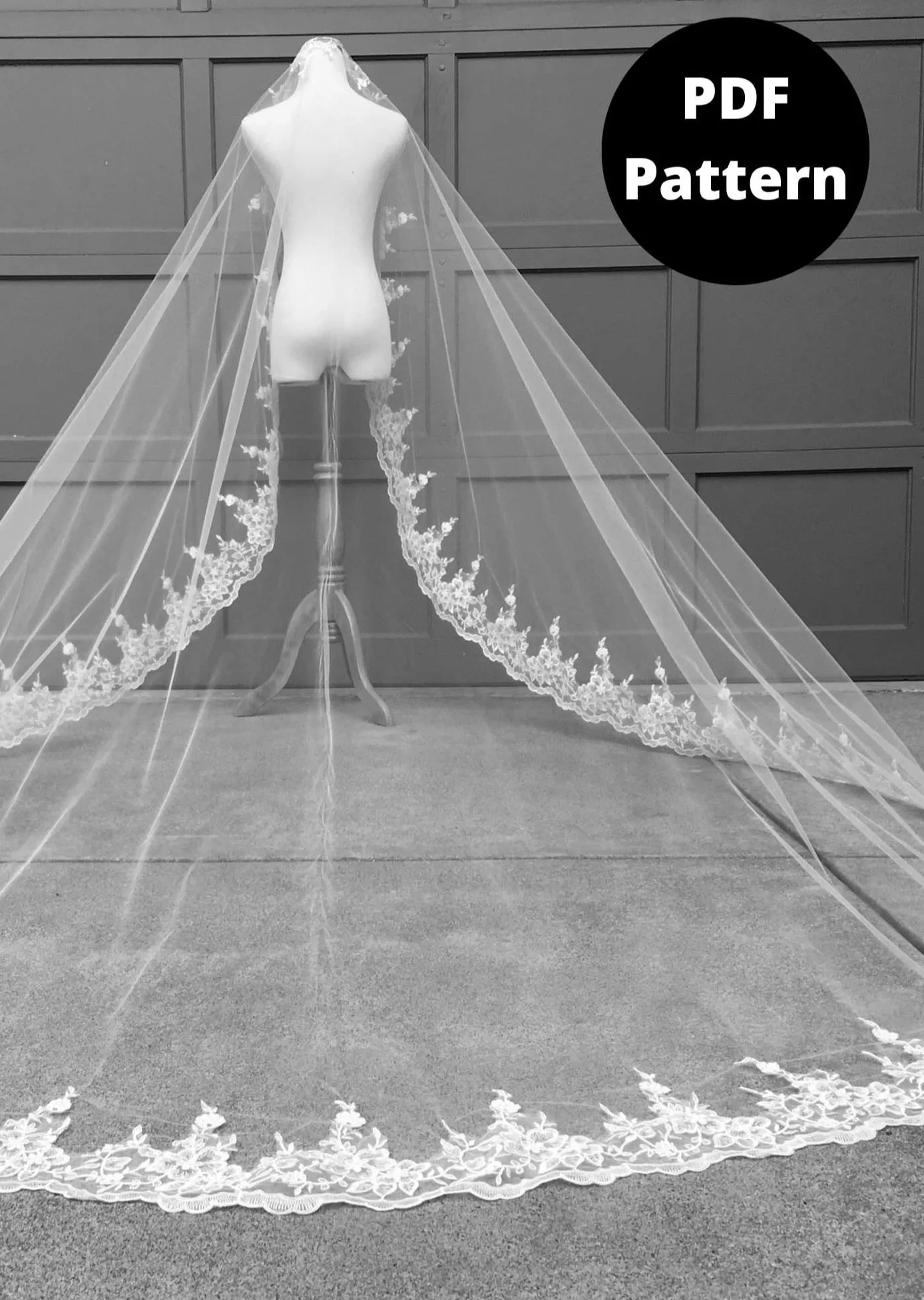 DIY Lace Mantilla Wedding Veil, Cathedral Length Pattern PDF Tutorial