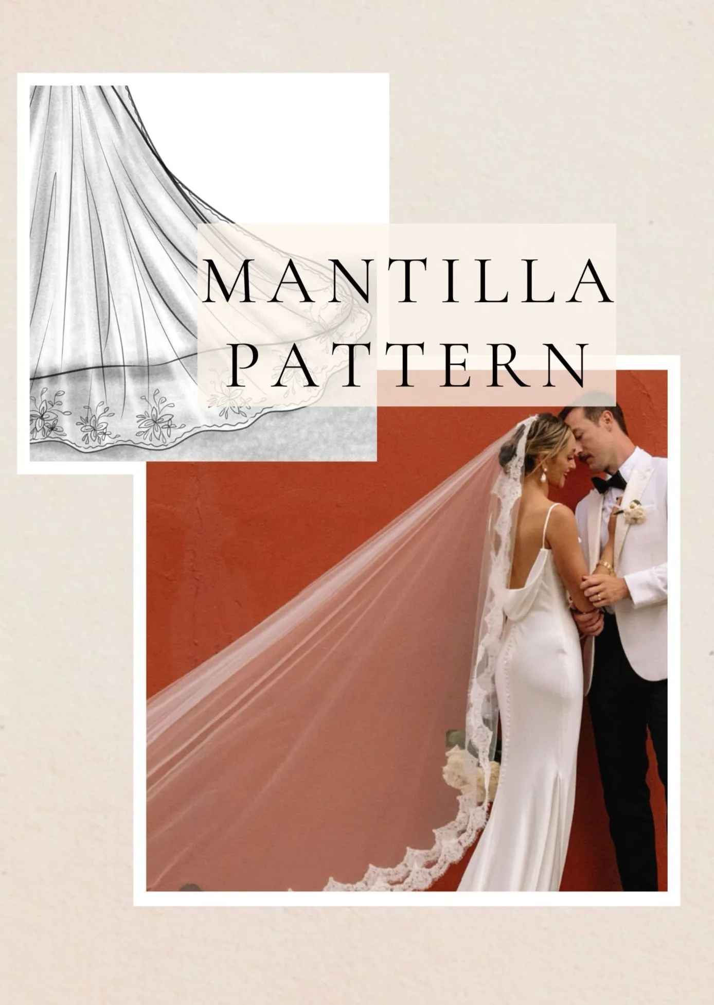 DIY Lace Mantilla Wedding Veil, Cathedral Length Pattern PDF Tutorial