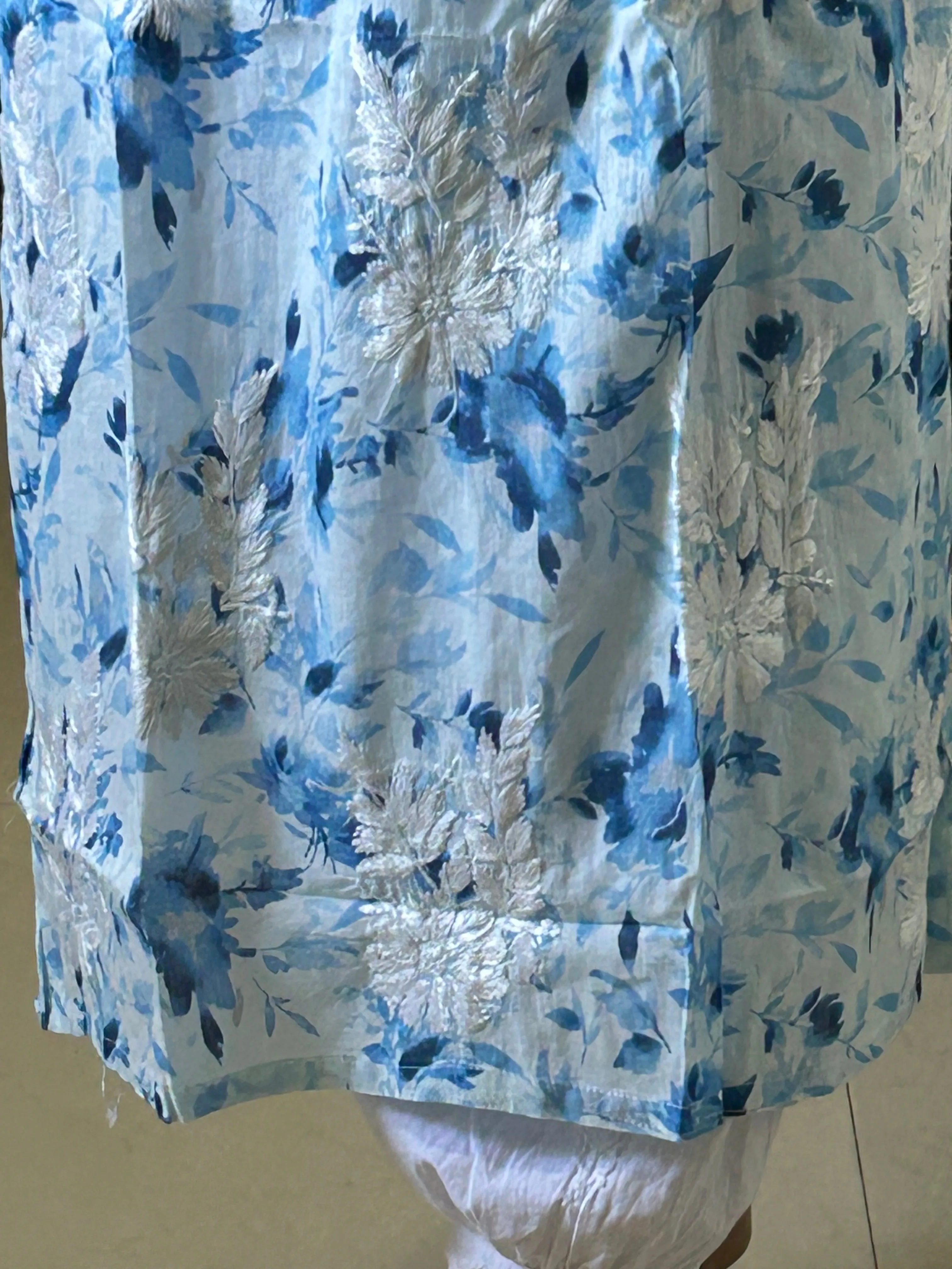 Dream Blue Mul mul cotton chikankari kurti
