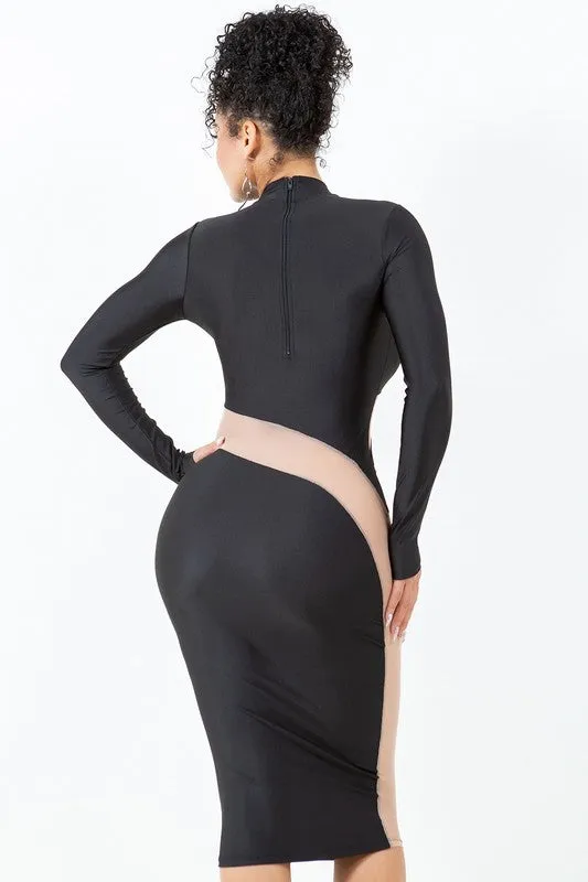 Dress With Mesh Contrast
