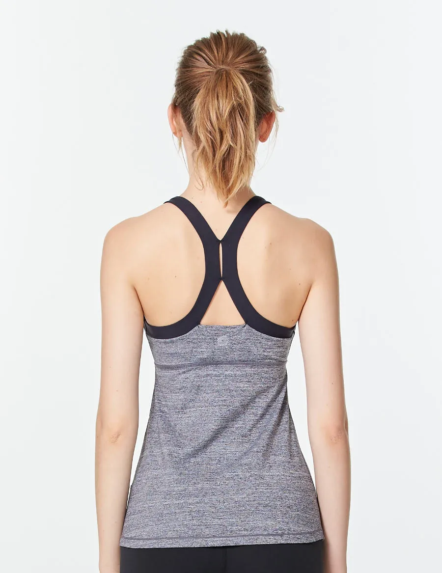 easyoga LA-VEDA U-Shirred Tank12 - M09 M-Gray