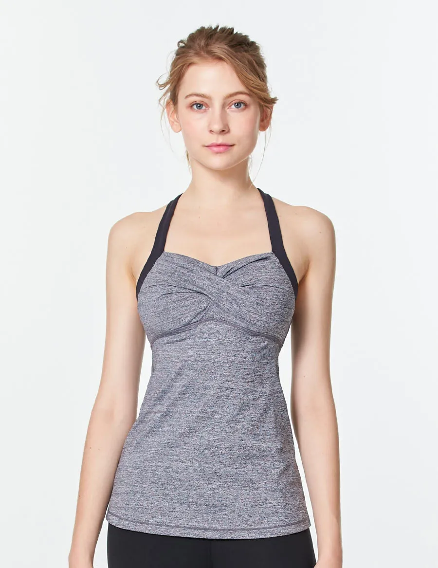 easyoga LA-VEDA U-Shirred Tank12 - M09 M-Gray