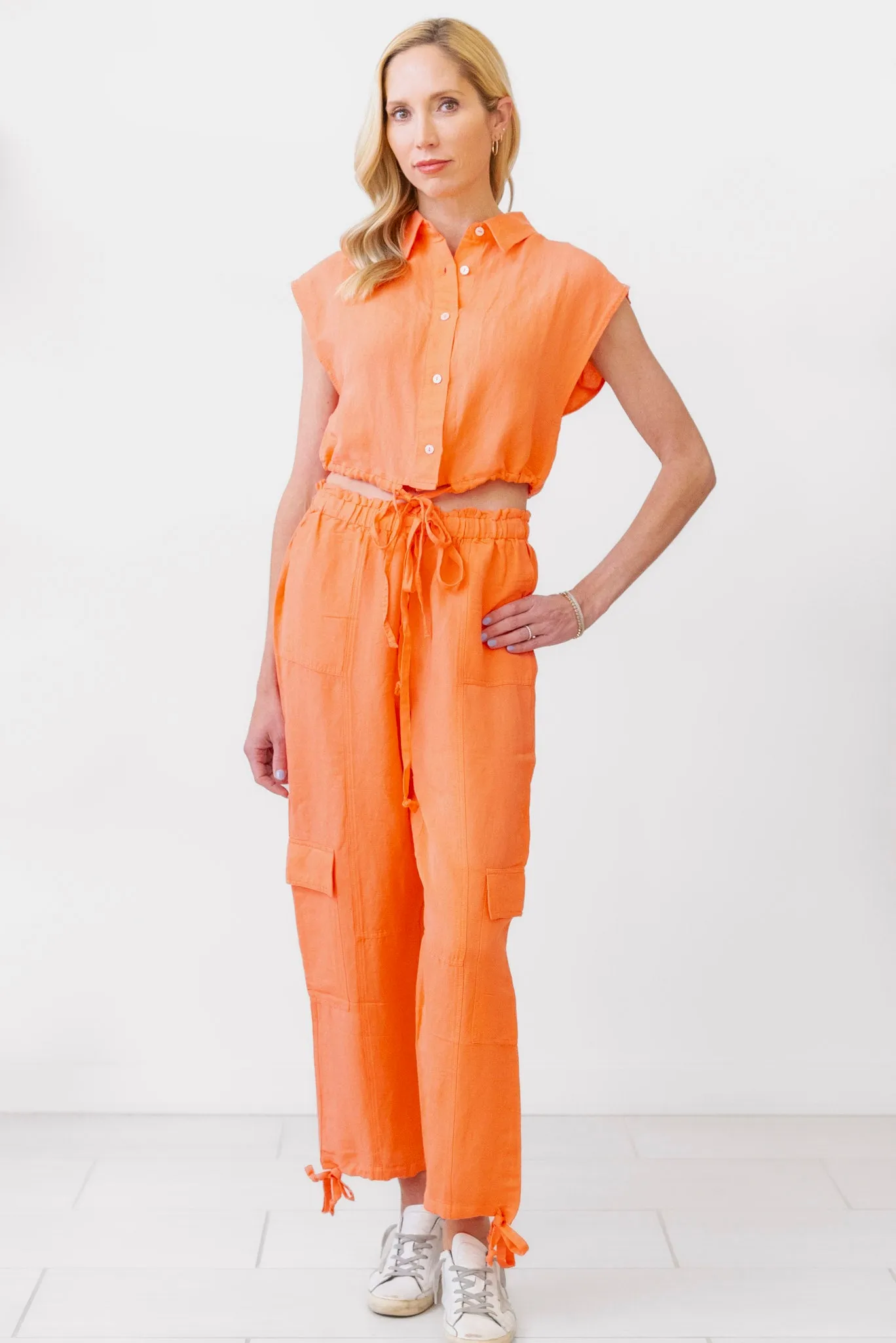 Elan Cropped Drawstring Top