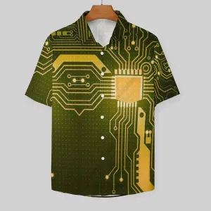 Electronic Casual Chest Pocket Short Sleeved Shirt 2310000035