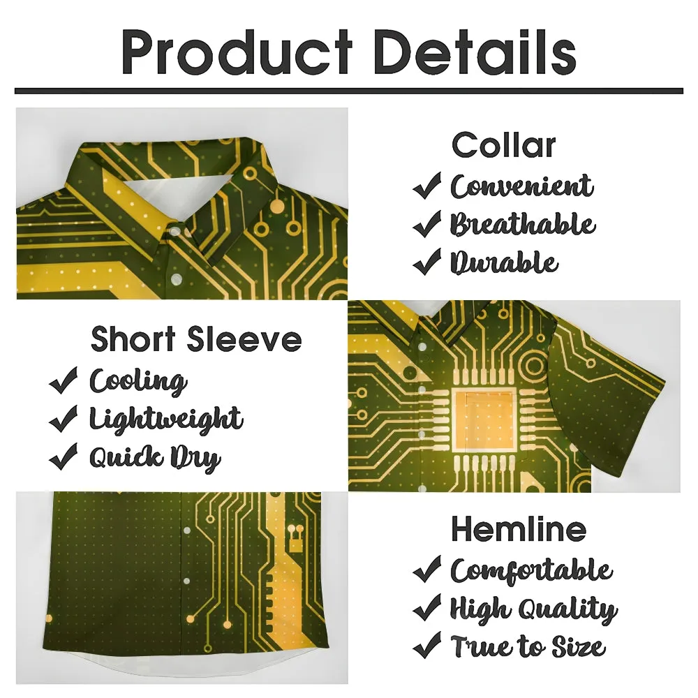 Electronic Casual Chest Pocket Short Sleeved Shirt 2310000035