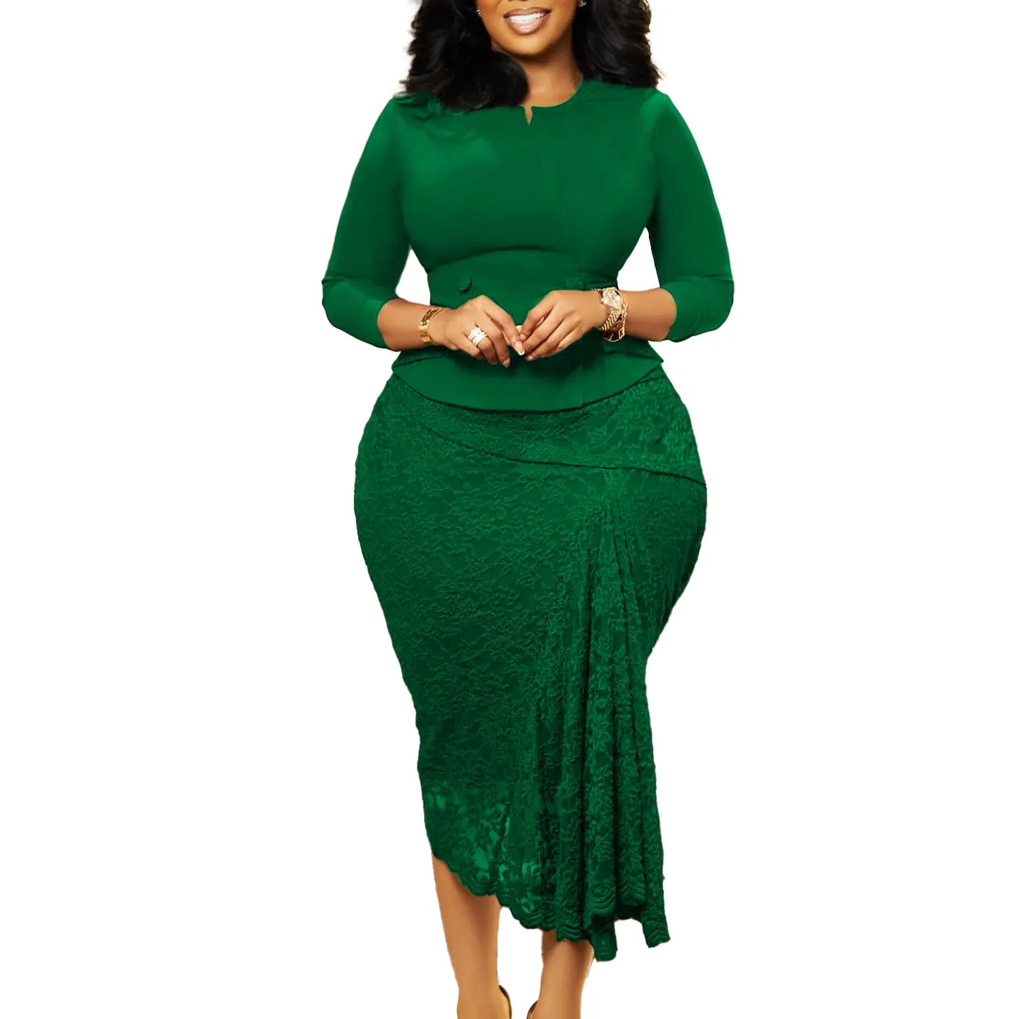 Elegant Lace Patchwork Peplum Dress for Sophisticated Style