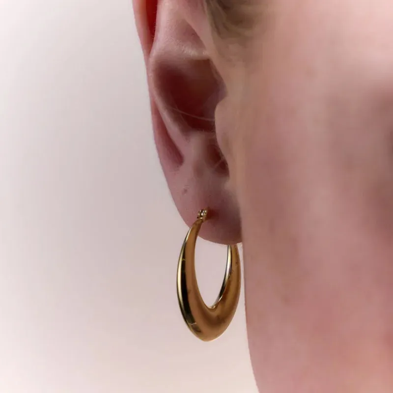 Elegant Tapered Oval Hoops in Sterling Silver or Gold