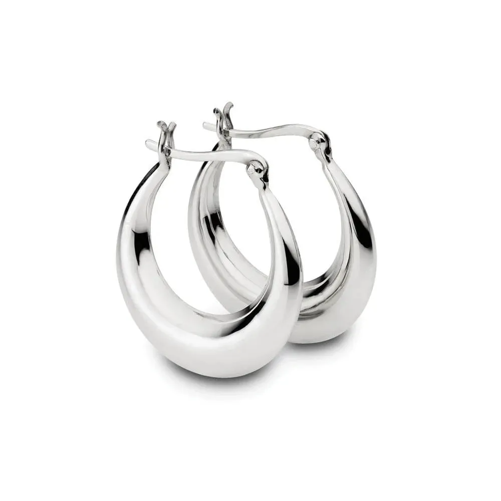 Elegant Tapered Oval Hoops in Sterling Silver or Gold
