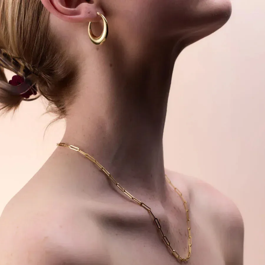 Elegant Tapered Oval Hoops in Sterling Silver or Gold