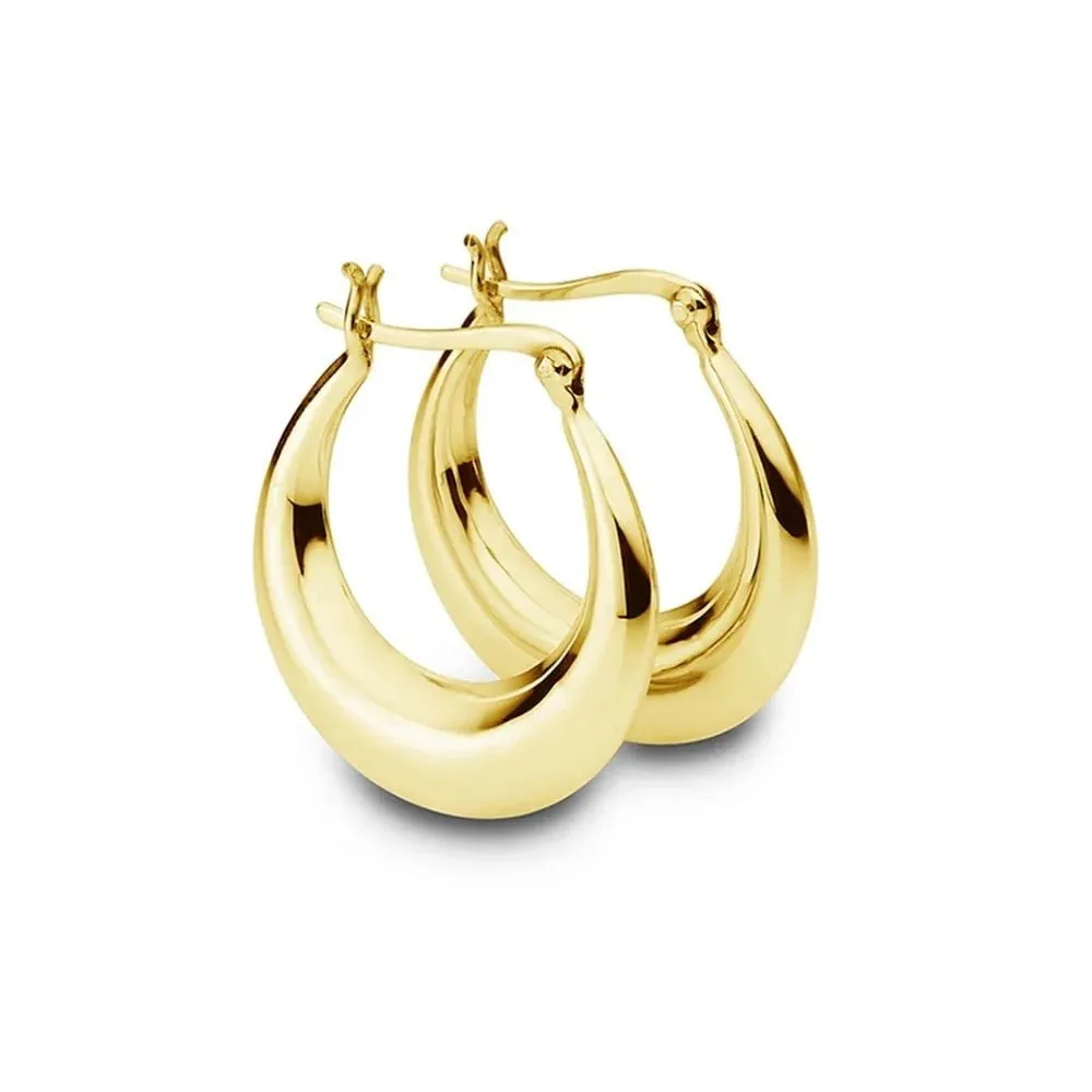 Elegant Tapered Oval Hoops in Sterling Silver or Gold
