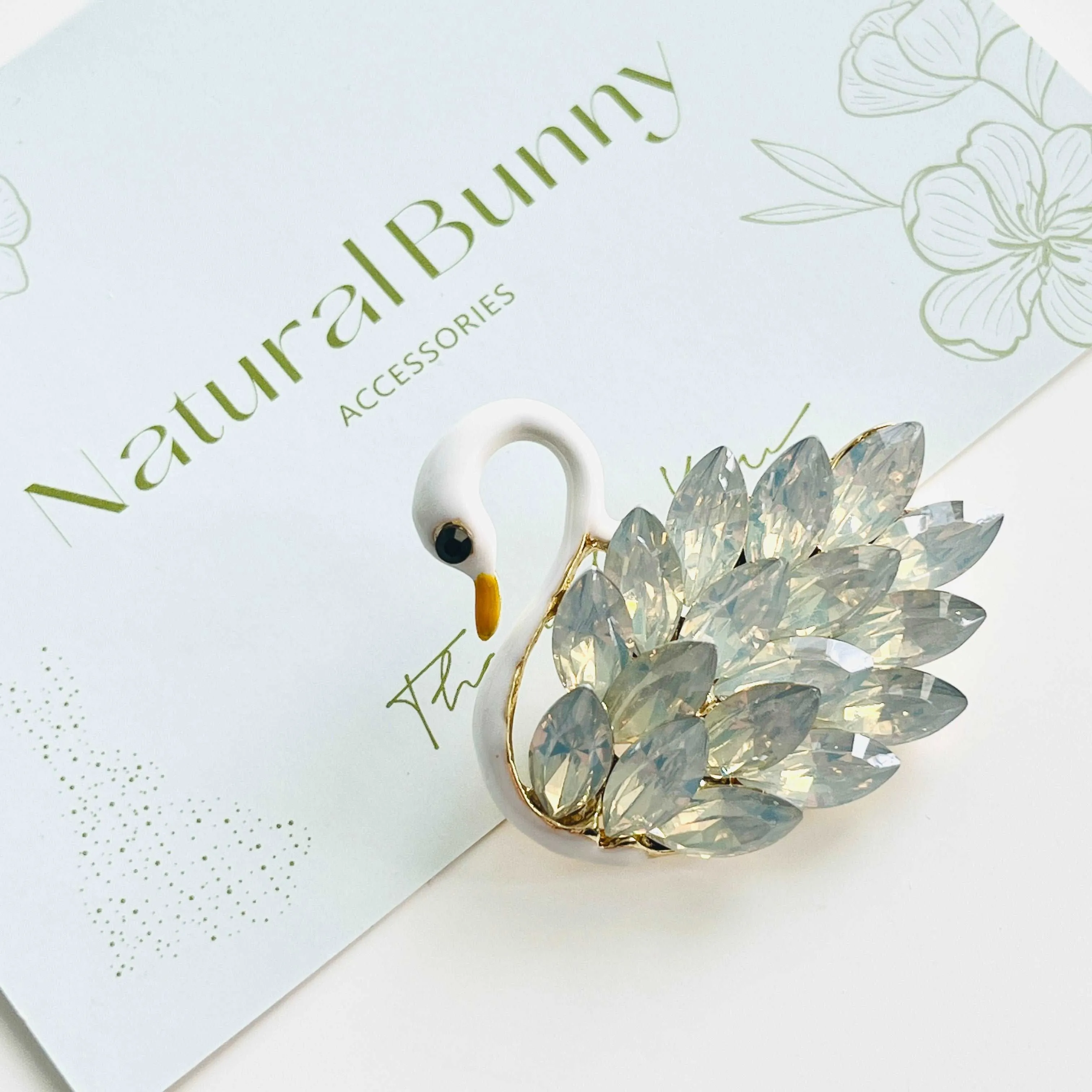 Elegant White Swan Brooch