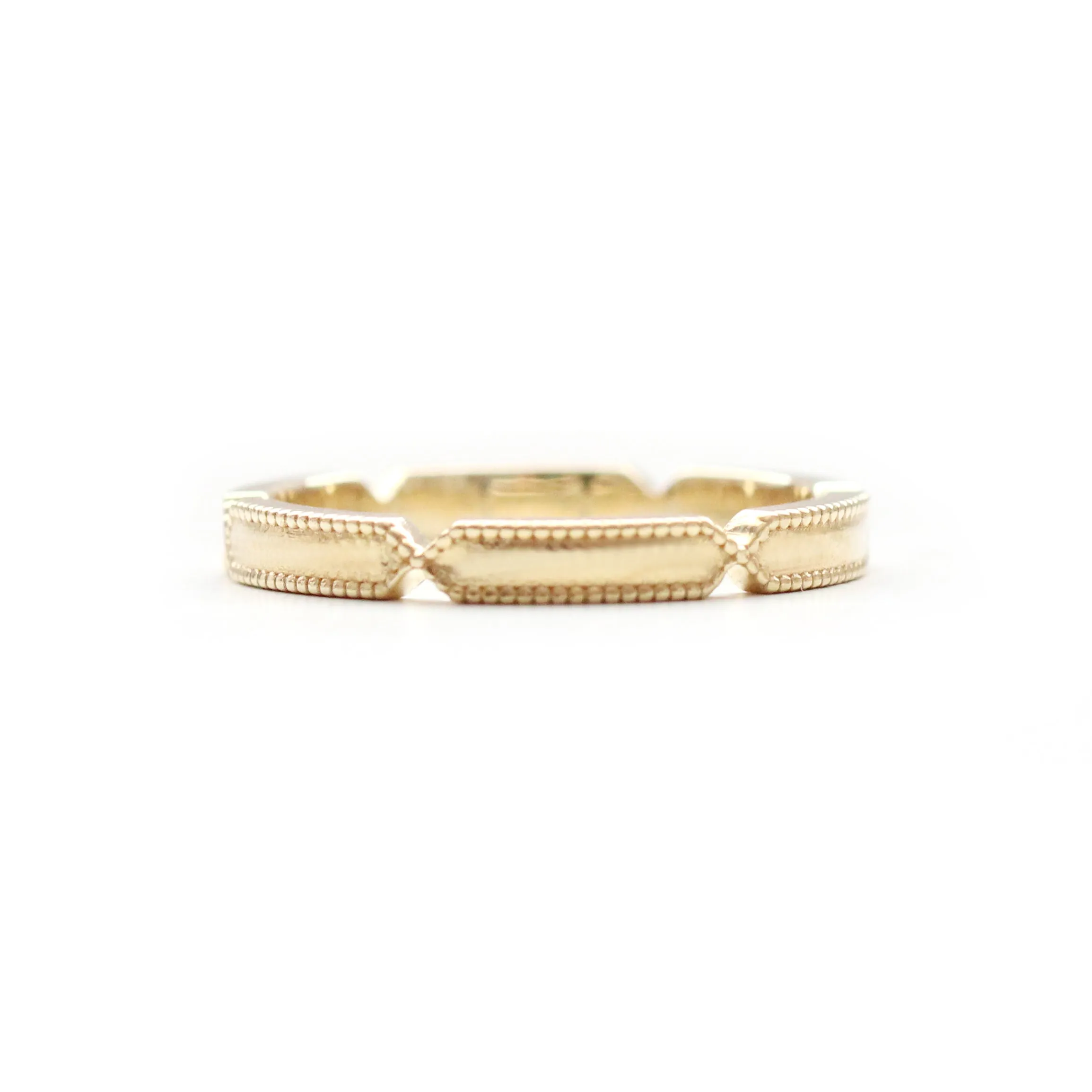 Elongated Hexagon Milgrain Band