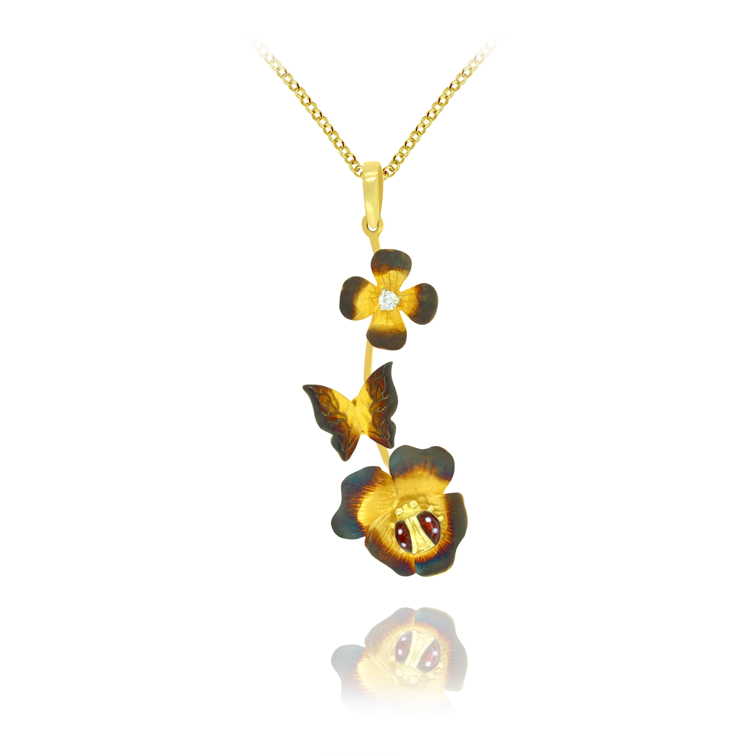 Ember Blossom and Ladybug Pendant