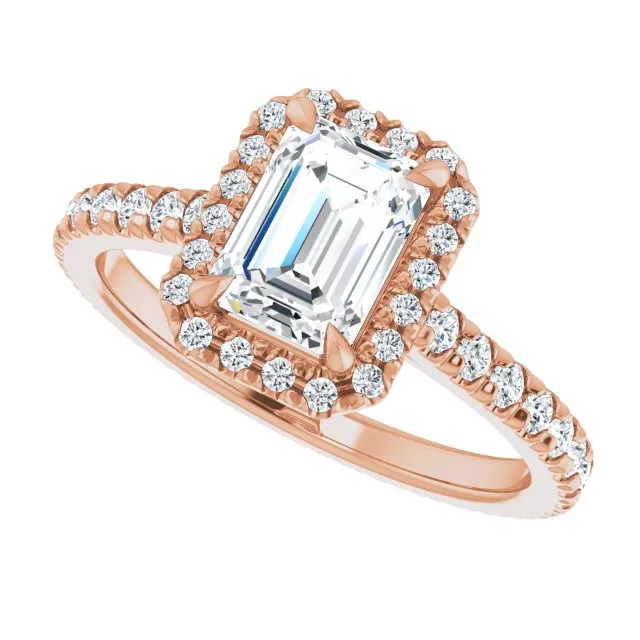Emerald Cut Diamond Halo Engagement Ring