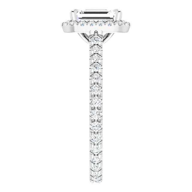 Emerald Cut Diamond Halo Engagement Ring