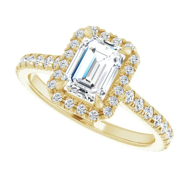 Emerald Cut Diamond Halo Engagement Ring