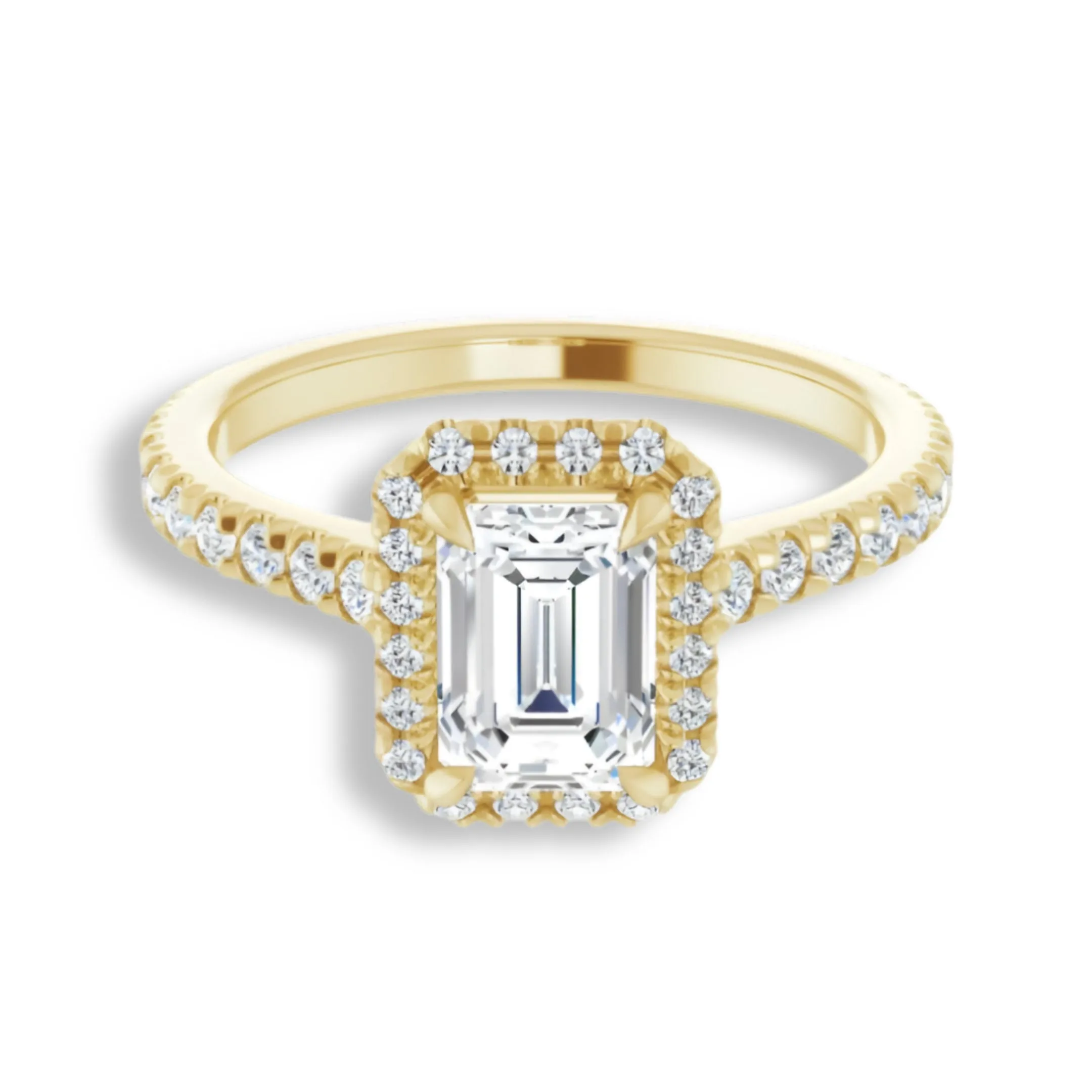 Emerald Cut Diamond Halo Engagement Ring