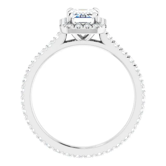 Emerald Cut Diamond Halo Engagement Ring