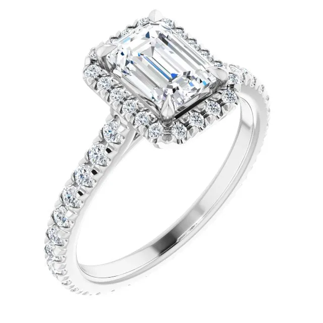Emerald Cut Diamond Halo Engagement Ring