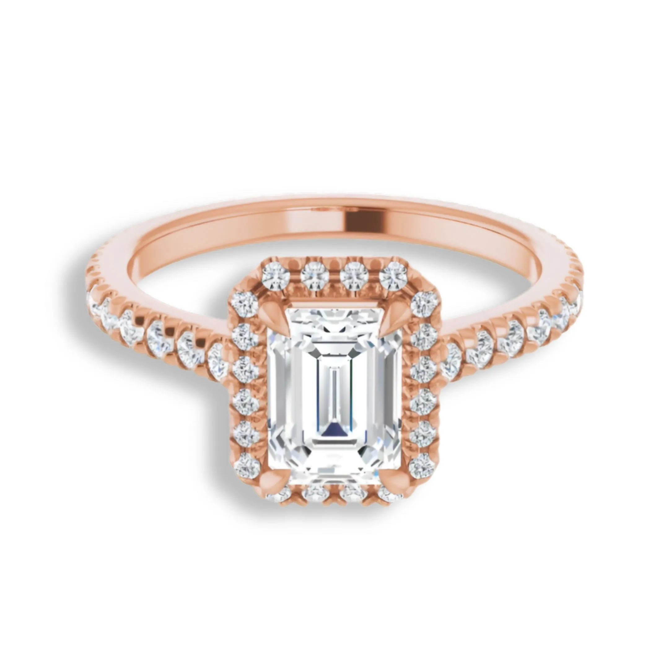 Emerald Cut Diamond Halo Engagement Ring