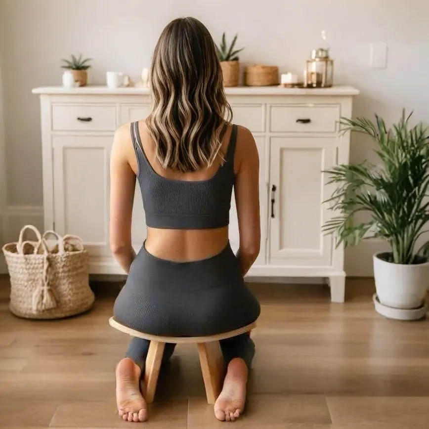 Ergonomic Wooden Meditation Bench for Seiza & Yoga Practice