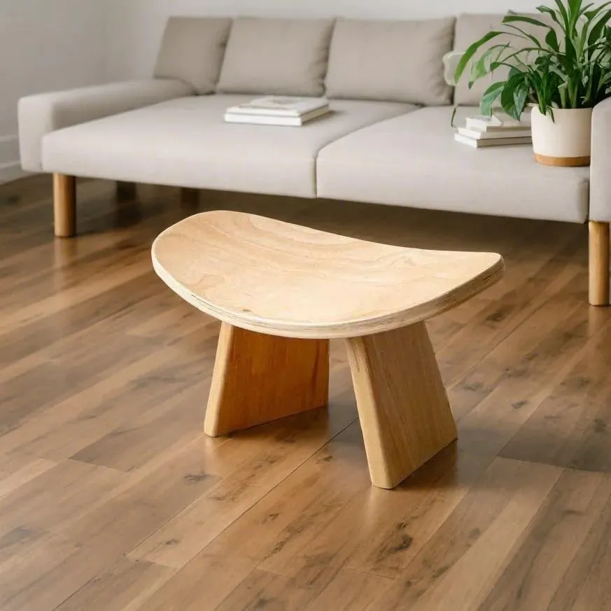 Ergonomic Wooden Meditation Bench for Seiza & Yoga Practice