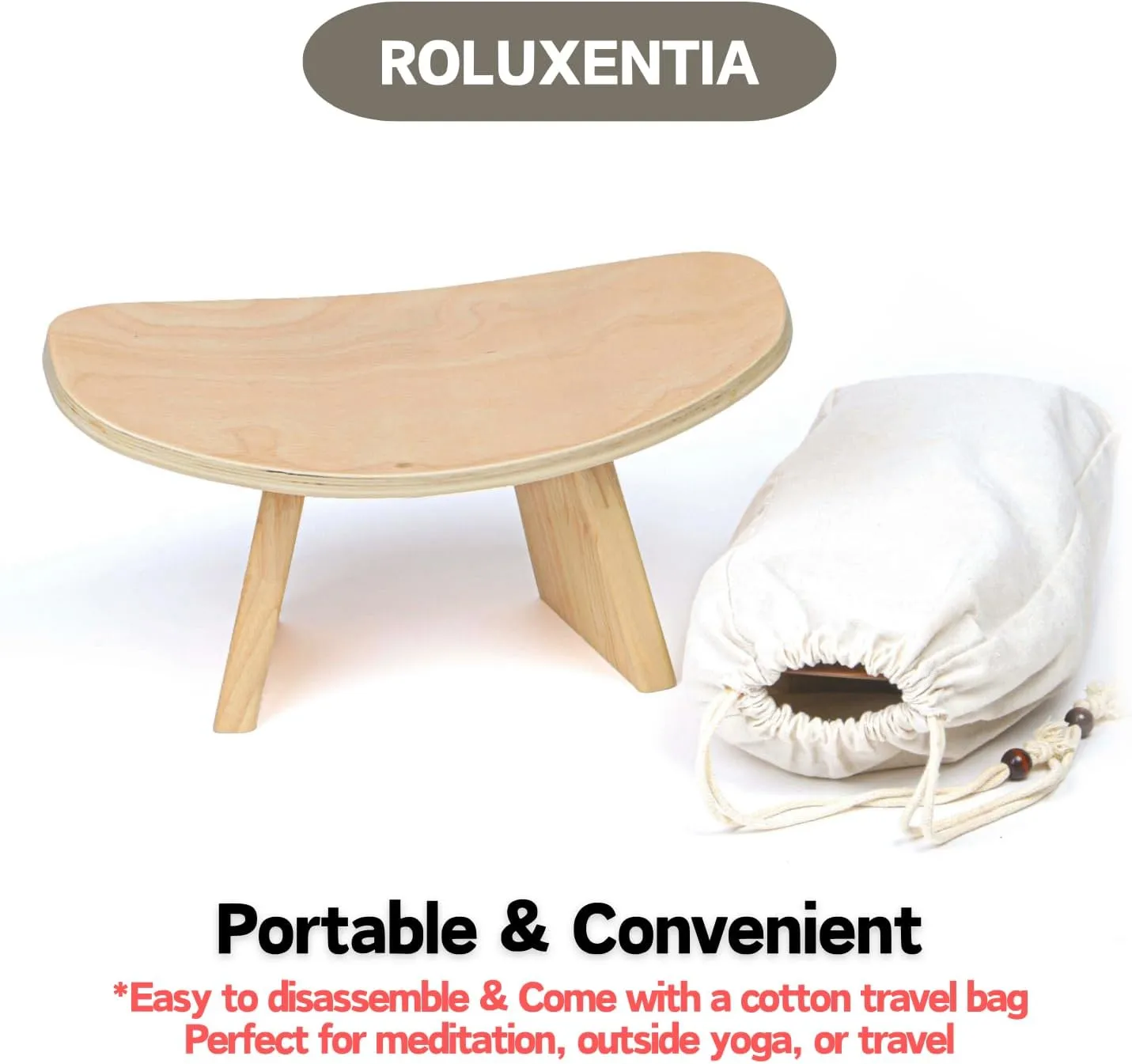 Ergonomic Wooden Meditation Bench for Seiza & Yoga Practice