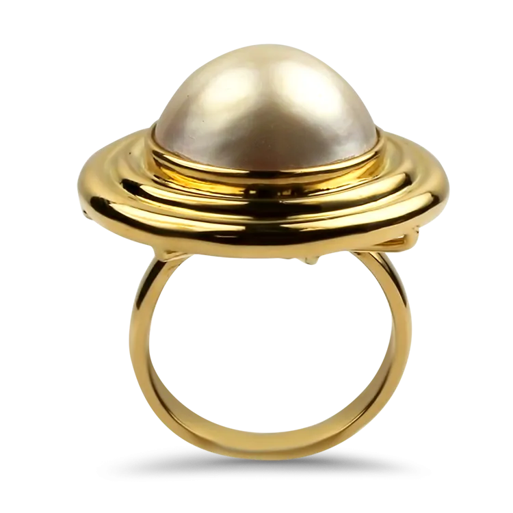 Estate 14k Yellow Gold Mabe Pearl Ring