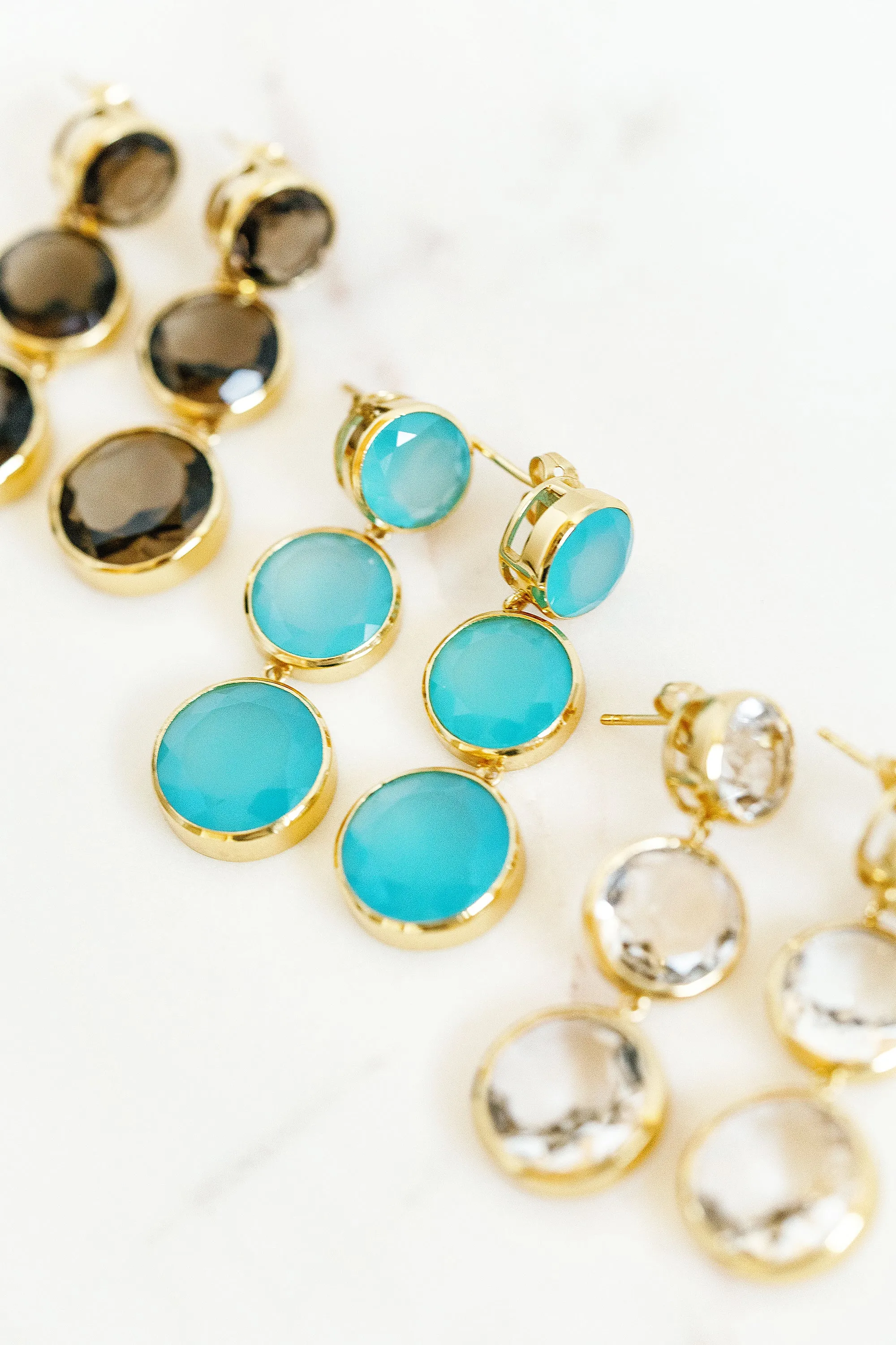 Faceted Round We Go Drop Earrings in Paraiba Chalcedony