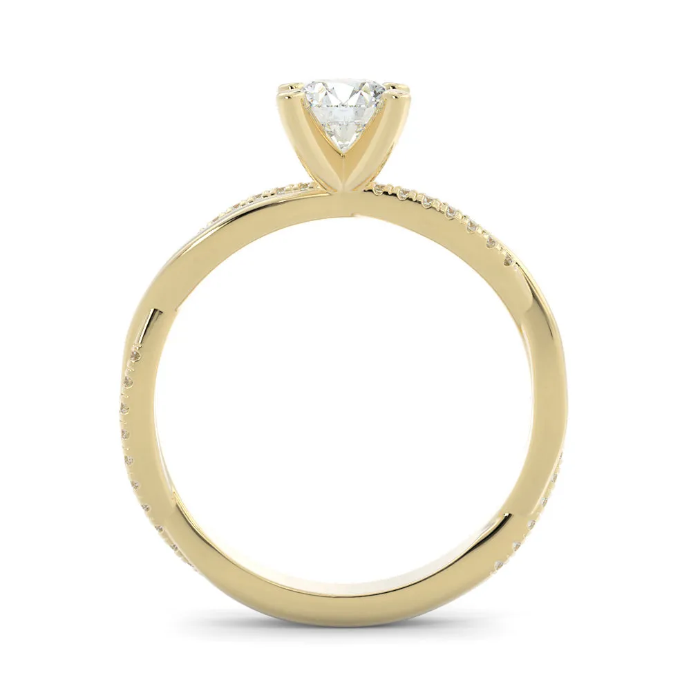 Faint Glow twisted Shank Natural Round  Diamond Engagement Ring