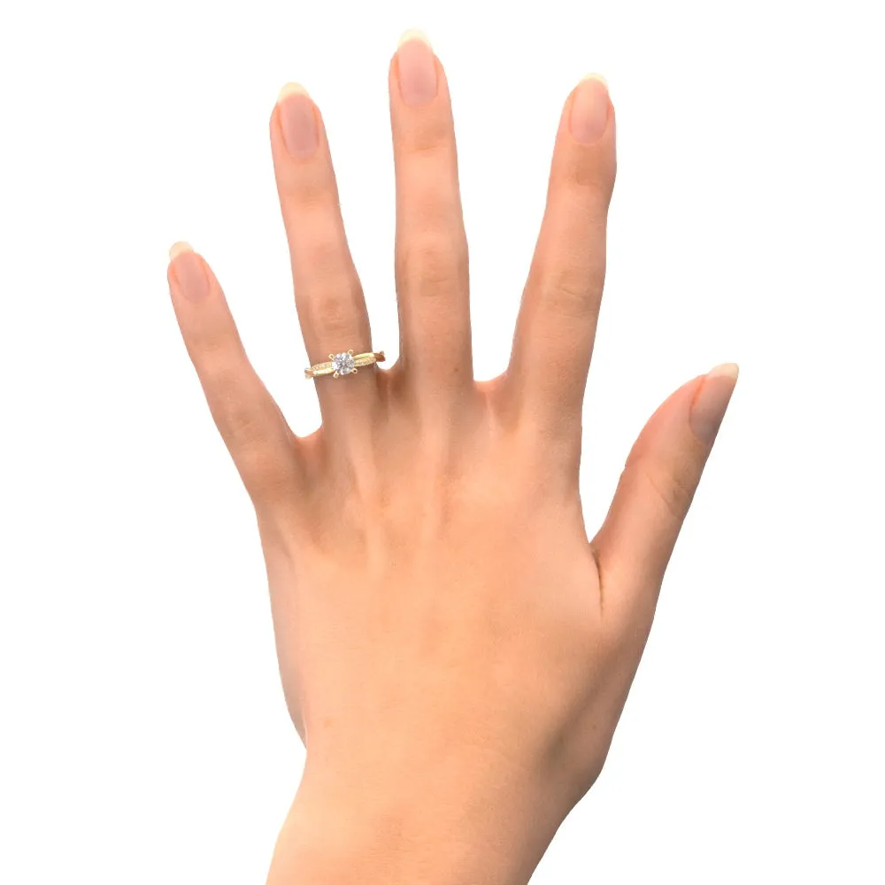 Faint Glow twisted Shank Natural Round  Diamond Engagement Ring