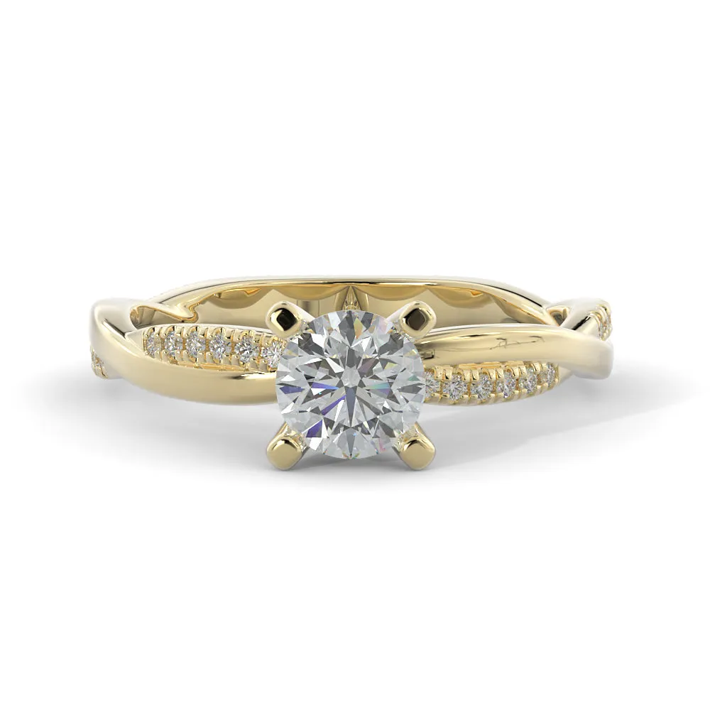 Faint Glow twisted Shank Natural Round  Diamond Engagement Ring